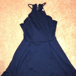 navy scalloped edge dress
